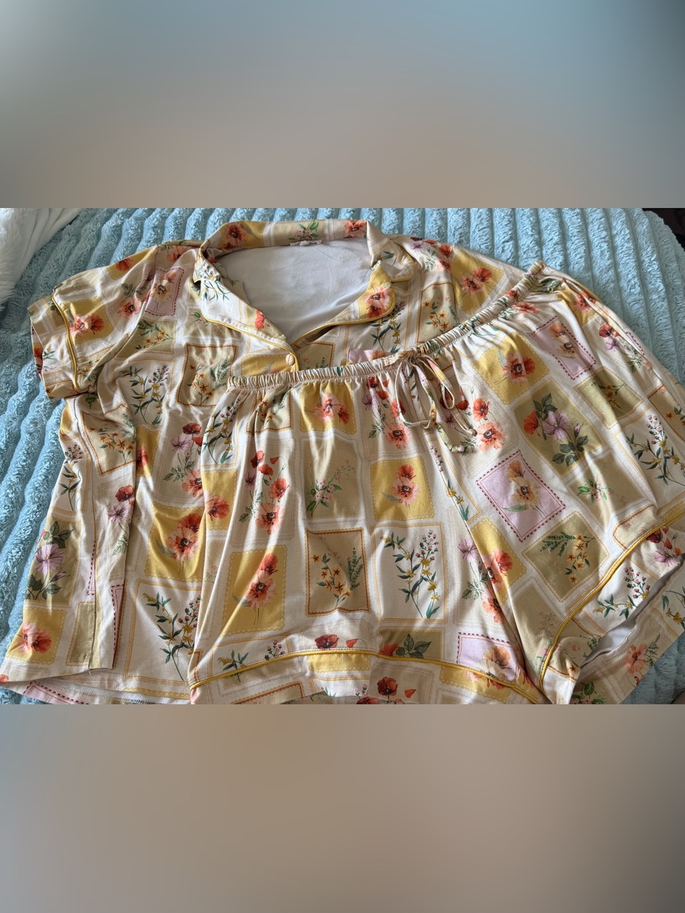 Cloth & Bloom Floral Pajama Set Size 2X Button Front Top & Shorts Lounge Sleep S
